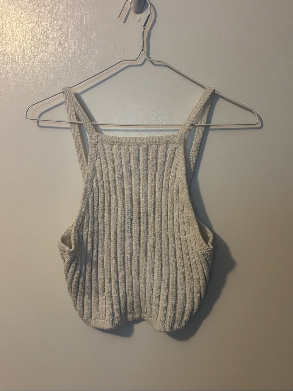Y2K Elevated Festivalcore Girly Femme Ribbed Square-Neck Knit Tank Top Large